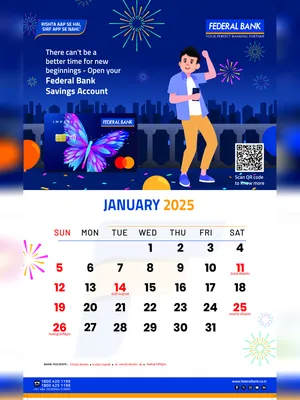 Federal Bank Calendar 2025