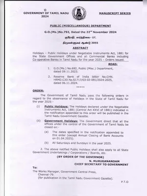 Tamil Nadu Govt Holiday List 2025