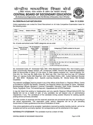 CBSE Recruitment 2025