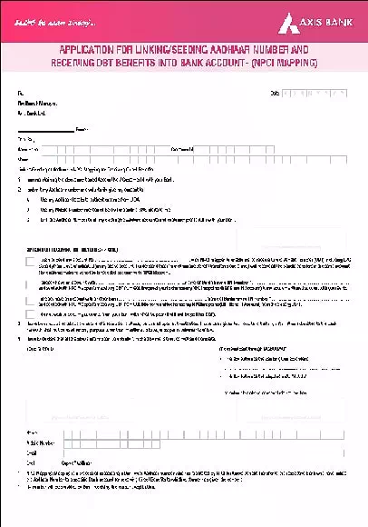 Axis Bank Aadhaar Seeding Form