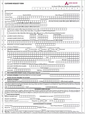 Axis Bank Account Transfer Form