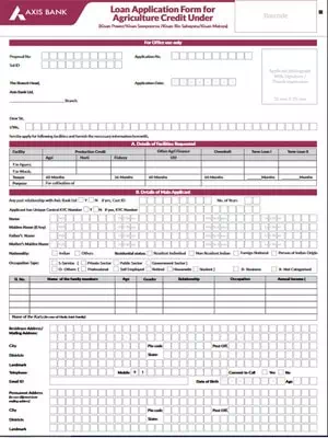 Axis Bank Kisan Credit Card Application Form