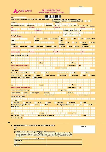 Axis Bank Personal Loan Application Form