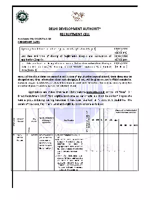 DDA Patwari & Various Posts Recruitment 2020