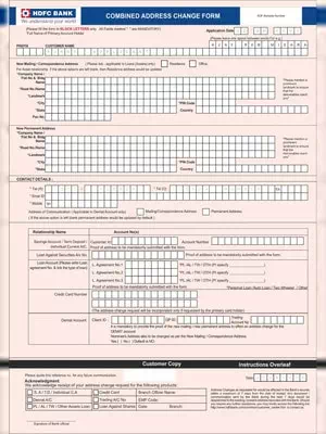 HDFC Bank Address Change Form