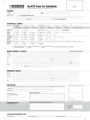 HDFC Bank Re-KYC Form for Individuals