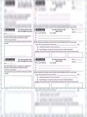 HFDC Bank FD & RD Liquidation Slip