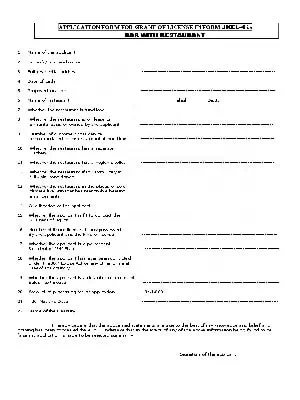 Jammu & Kashmir Bar with Restaurant Licence Grant Form