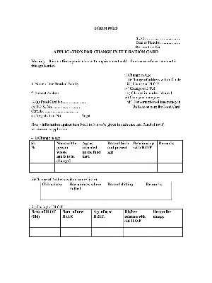 Jammu & Kashmir Change in Ration Card Form