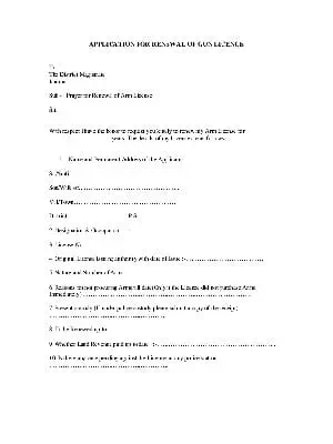 Jammu & Kashmir Renewal of Gun License Form