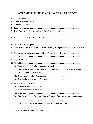 Jammu & Kashmir Solvency Certificate Grant Form