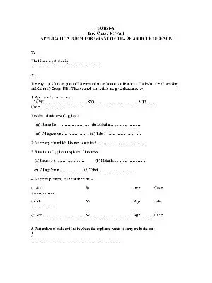 Jammu & Kashmir Trade Article Licence Application Form