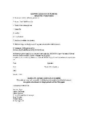 J&K Export Assistance Scheme Registration Form