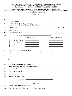 J&K Grant of Loan under Direct Financing Scheme Form