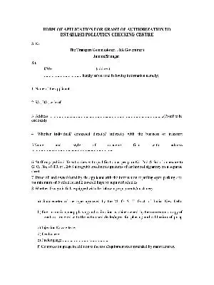 J&K Pollution Checking Center Establishment Application Form