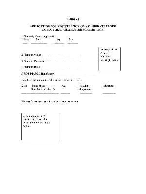 J&K Registration of a Candidate Under Employment Guarantee Scheme (EGS) Form