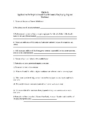 J&K Registration of Establishments Employing Migrant Workman Form