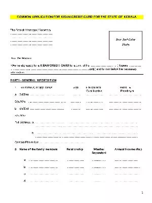 Kerala Kisan Credit Card Application Form