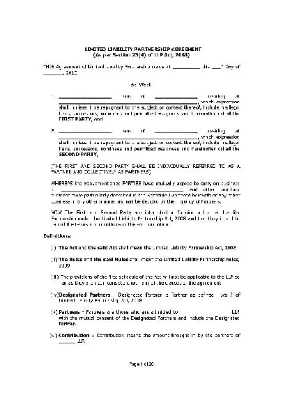 Limited Liability Partnership Agreement