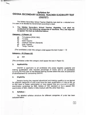 OSSTET Compulsory Syllabus for Odia & English Language