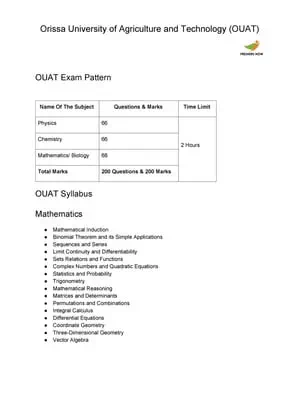 OUAT Exam Syllabus 2020