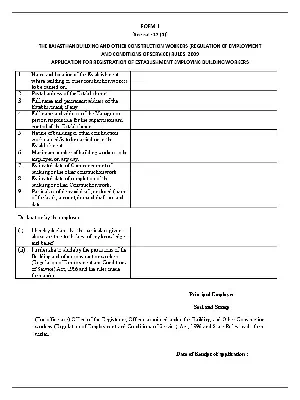 Rajasthan Building Establishing Registration Form 1