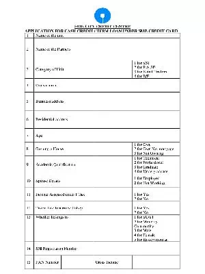 SBI Application for Cash Credit / Term Loan Under SME