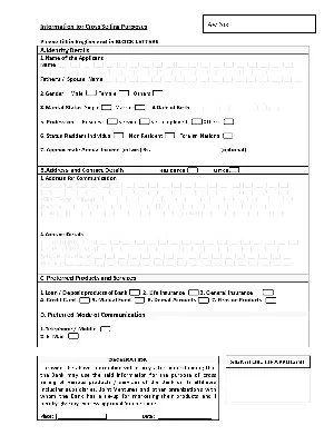 SBI Information for Cross Selling Purposes Form