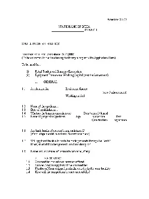 SBI Small Business Finance Application Form for Retail Traders / Bus Enter